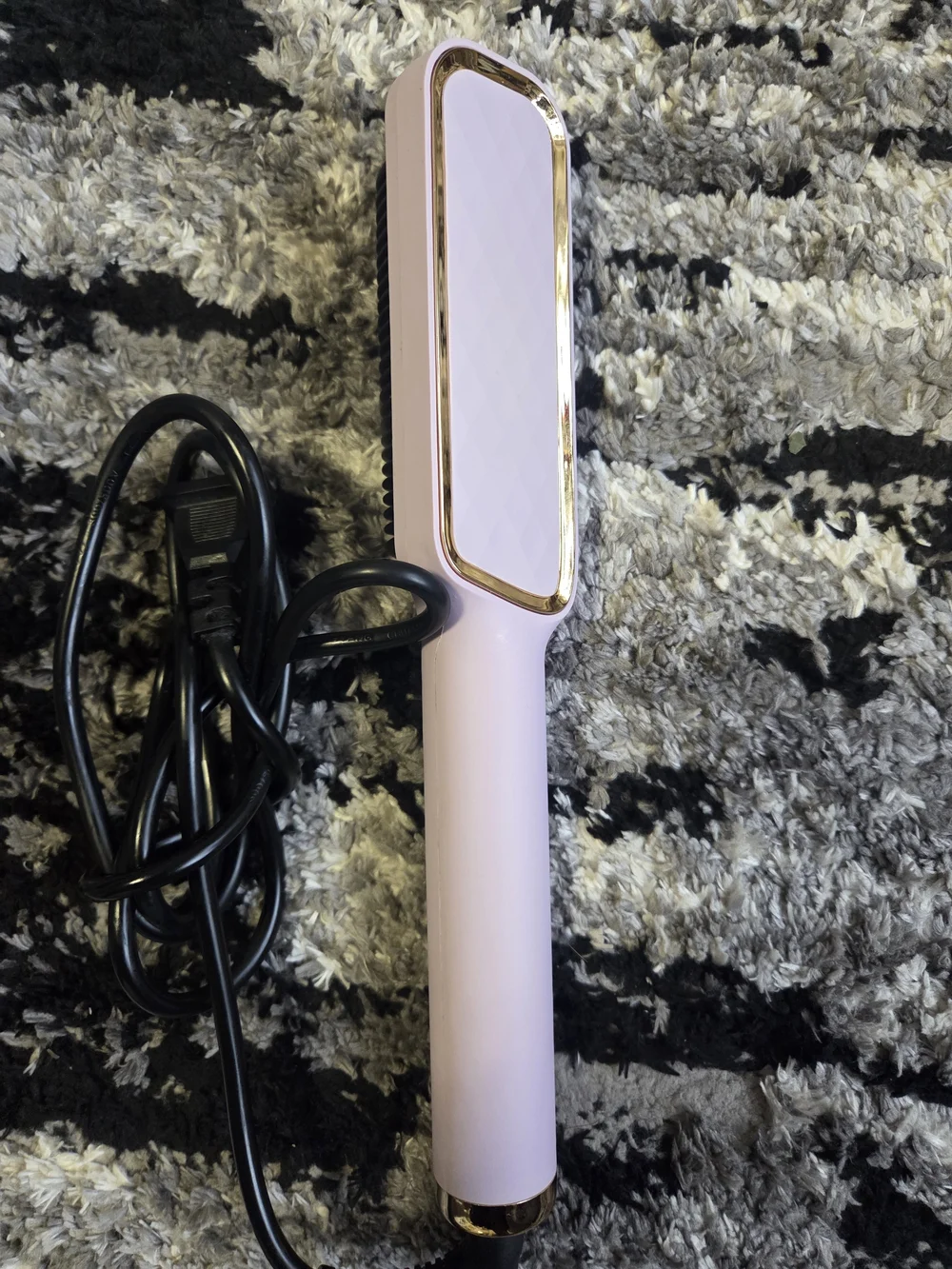 Purple Electric Hair Straightening Brush with Digital Controls